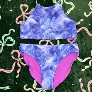 Zella Kids Swim Bikini in Swirl Purple and Pink